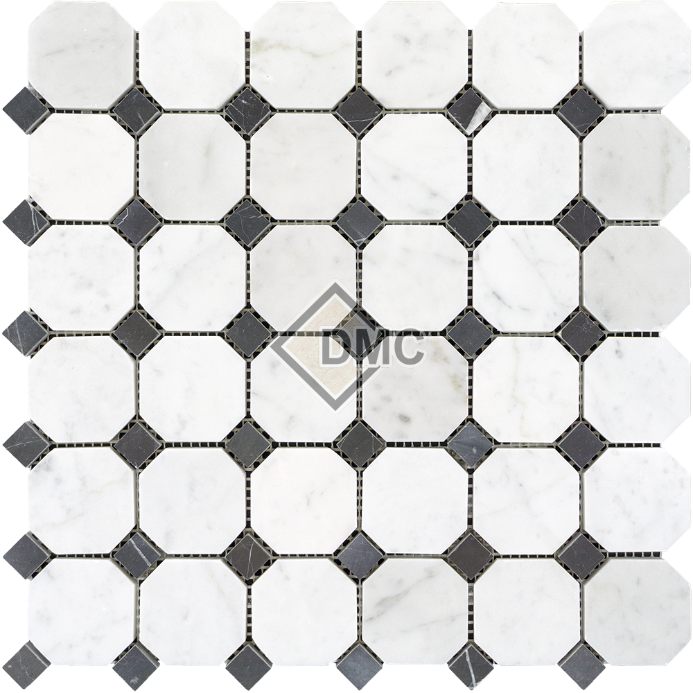 Carrara Octagon Black Dot - Tile (1000x1000), Png Download