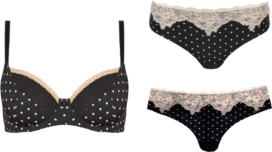 Spot Black & Nude 3 Piece Set Seta04 2055black/nude - Thong (1000x926), Png Download