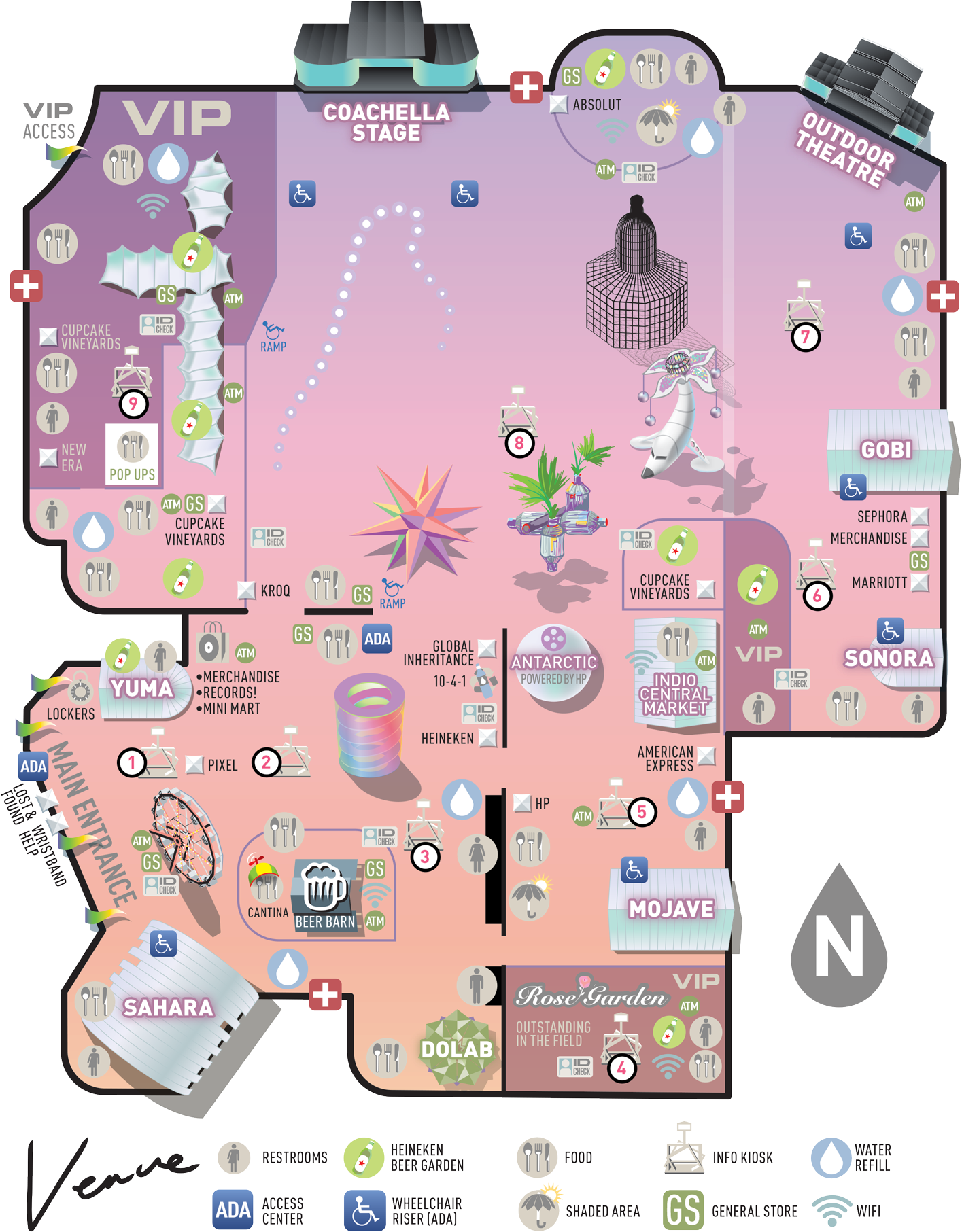 Official Coachella Guide - Coachella Festival Map 2018 (1500x1979), Png Download