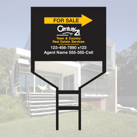 Aluminum Sign Face Directional Sign With Black Rod - Small Realty Signs Metal Frame (438x438), Png Download