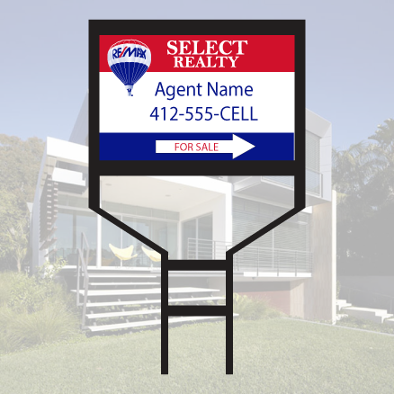 Aluminum Sign Face Directional Sign With Black Rod - Small Realty Signs Metal Frame (438x438), Png Download