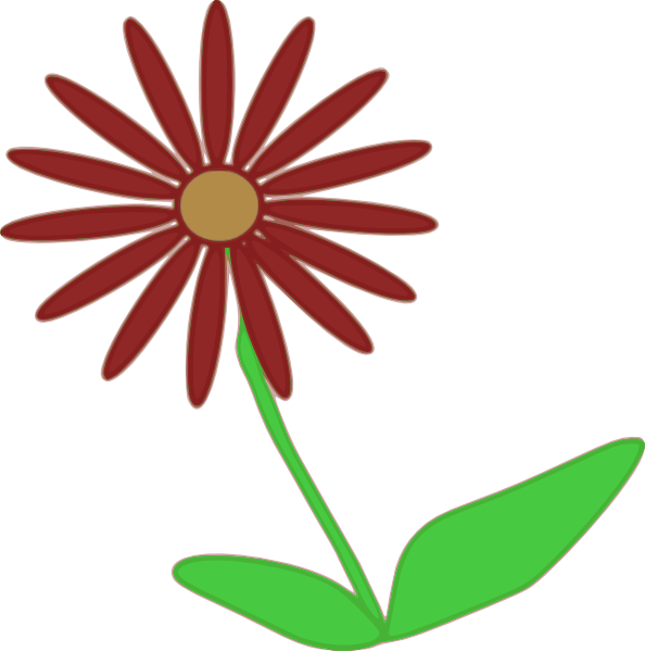 Red Flower Stem Clipart Png For Web (594x599), Png Download