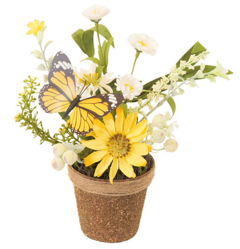 Silk Spring Flower Twig Pot, Yellow Dais - African Daisy (500x611), Png Download