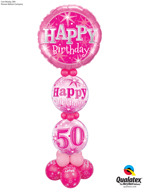 Hot Pink Sparkle Happy Birthday Foil Balloon (494x659), Png Download