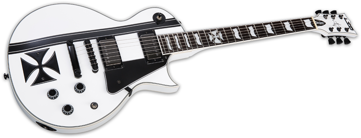 Esp Ltd James Hetfield Iron Cross Electric Guitar Snow - Esp Ltd Iron Cross Sw (1200x476), Png Download