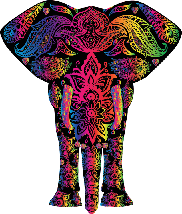 Iphone Art Drawing Watercolor Painting Web Design - Colorful Elephant (637x750), Png Download