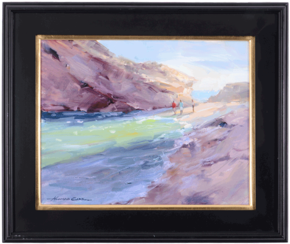 Morning Beach Walk - Oil Painting (600x600), Png Download