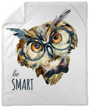 Watercolor Hipster Owl In Glasses Plush Blanket • Pixers® - Owl In Glasses (400x400), Png Download