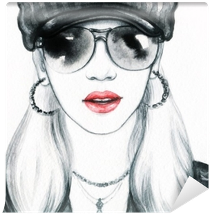 Young Woman With Glasses - Watercolor Painting (400x400), Png Download