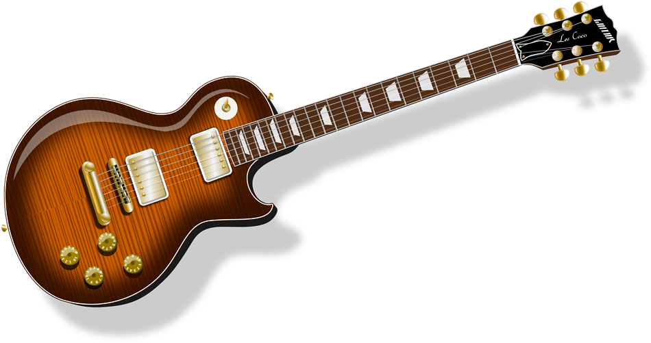 Free Vector Guitar With Flametop Finish Clip Art - Gibson Les Paul 50s Tribute 2016 Honeyburst (600x312), Png Download
