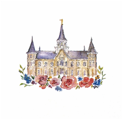 E222 Provo City Center Temple Watercolor Card - Lds Watercolor Temple (599x610), Png Download