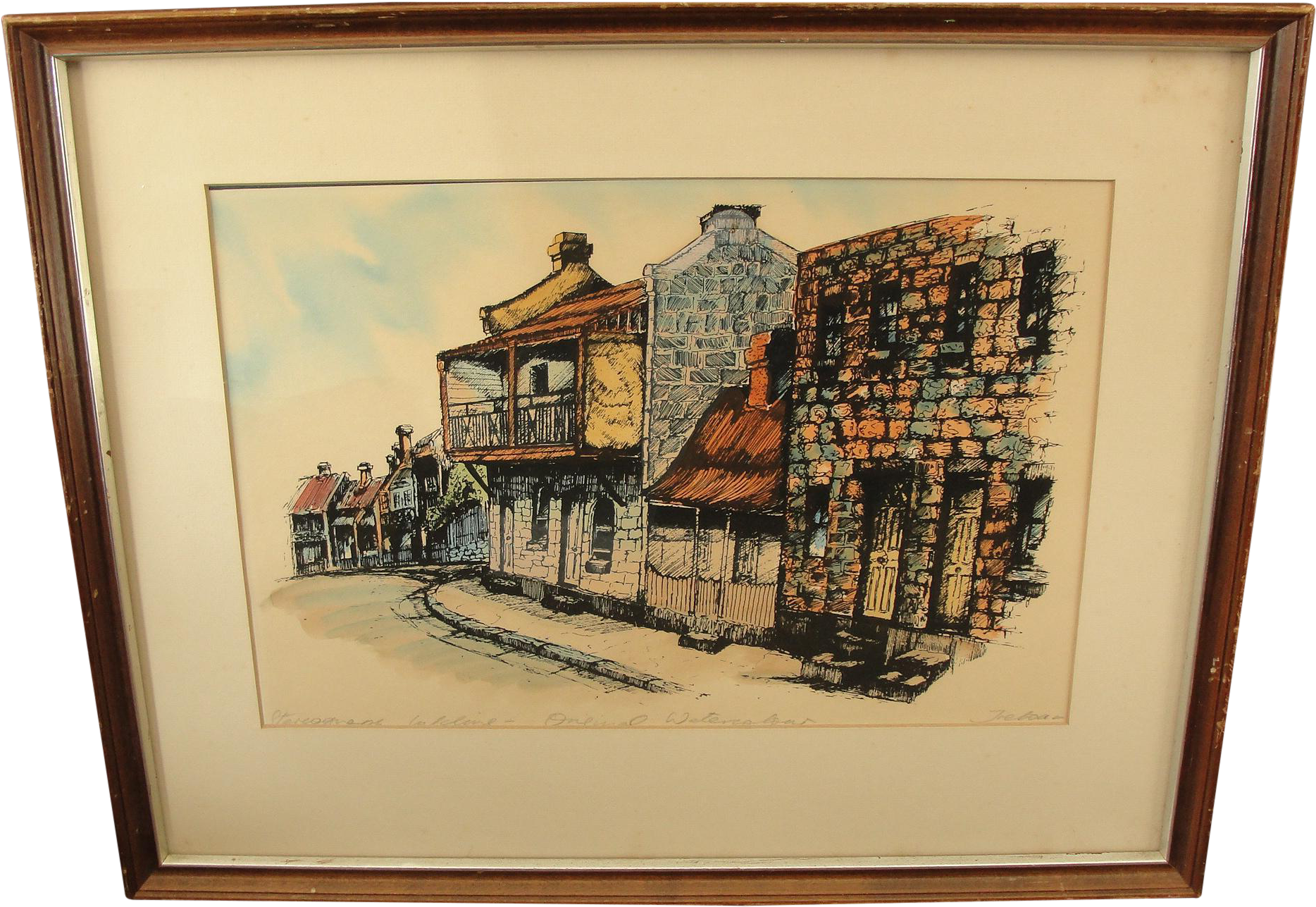 Outline Of City Architecture Watercolor Over Stereograph - Watercolor Painting (2074x1429), Png Download