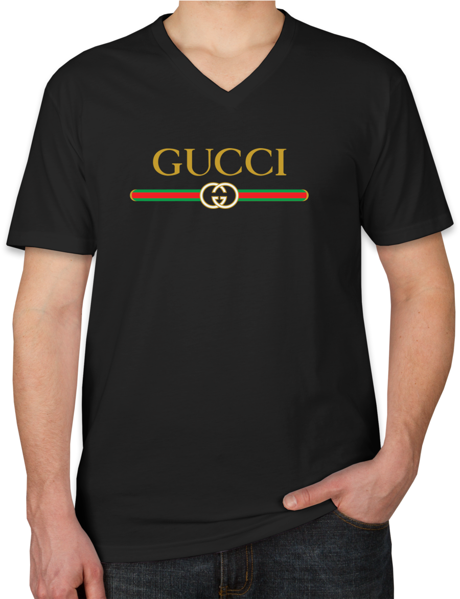 Awesome Gucci Logo Print Unisex V Neck T Shirt - Gucci Shirt Men Red (1000x1172), Png Download