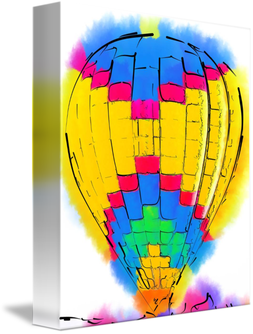 "the Yellow And Blue Balloon" By Kirt - Hot Air Balloon (494x650), Png Download