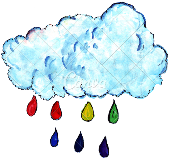 Drawn Rainbow Cloud Png - Illustration (550x528), Png Download