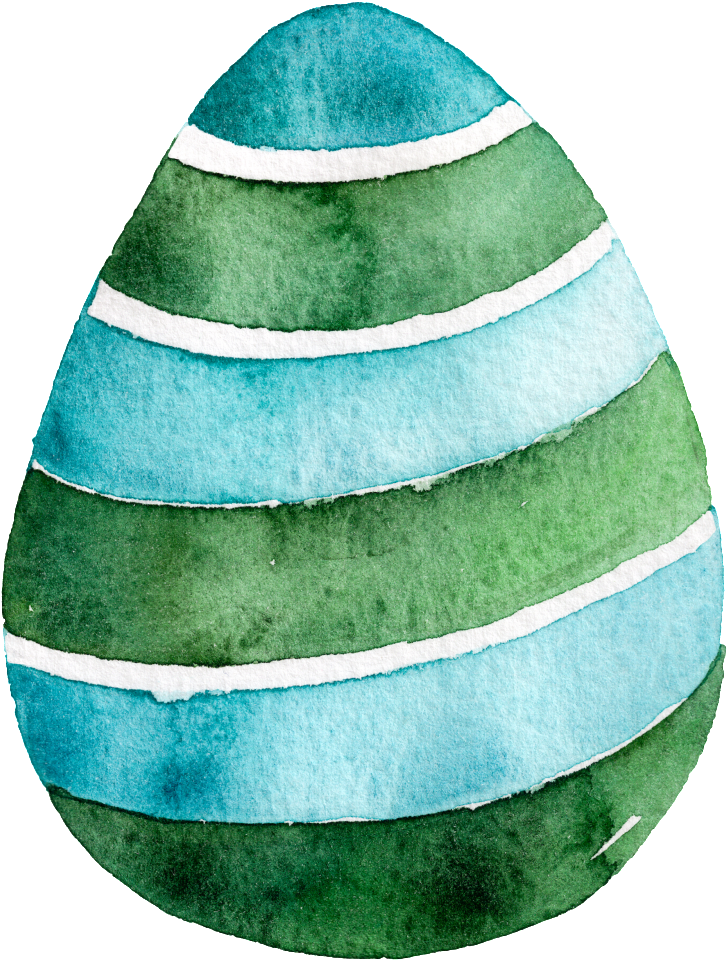 Blue And Green Egg Watercolor Hand-painted Cartoon - Clip Art (1024x1024), Png Download