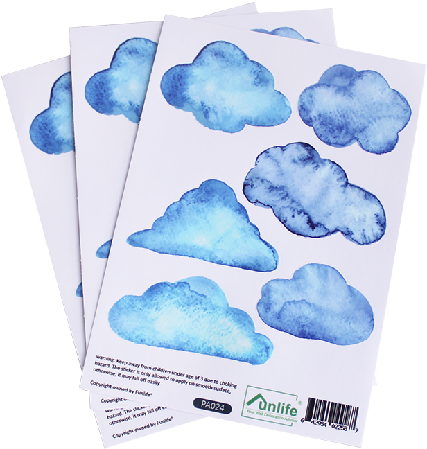 Lightbox Moreview - Cheap Wall Stickers Cartoon Lovely Blue Clouds Pattern (800x800), Png Download