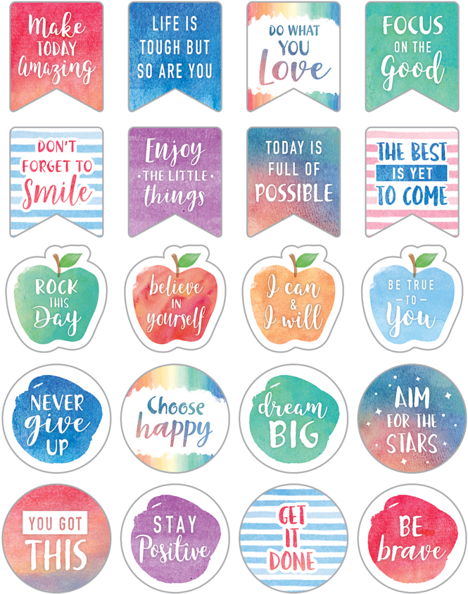 Tcr8193 Watercolor Words To Inspire Planner Stickers - Watercolor Planner Stickers (900x900), Png Download