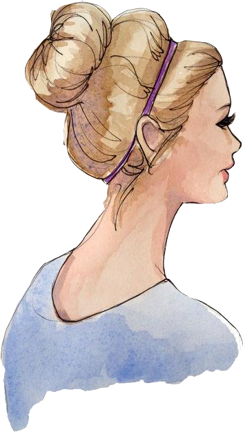 New York City Based Artist Inslee Fariss Creates Watercolor - Drawing A Cool Girl With A Bun (500x647), Png Download