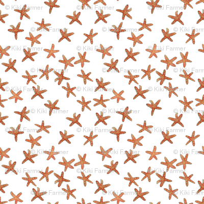 Aqua, Coral And Gold Starfish Hand-painted Watercolor - Maple Leaf (400x400), Png Download