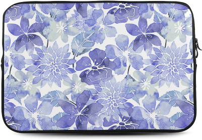 Watercolor Flower Pattern Custom Sleeve For Laptop - Blue Watercolor Flower (500x500), Png Download
