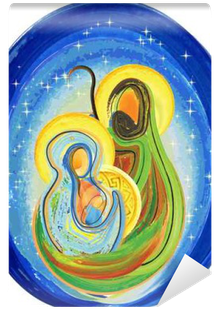 Christmas Religious Nativity Scene, Holy Family Abstract - Holyfamily And Christmas Background (400x400), Png Download