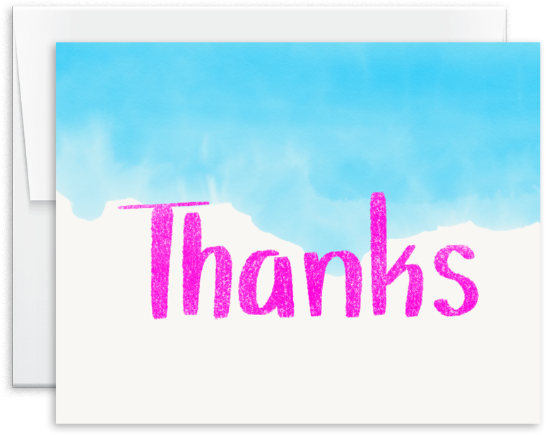 Hand Lettered Watercolor Thank You Card - Skyline (1000x1000), Png Download