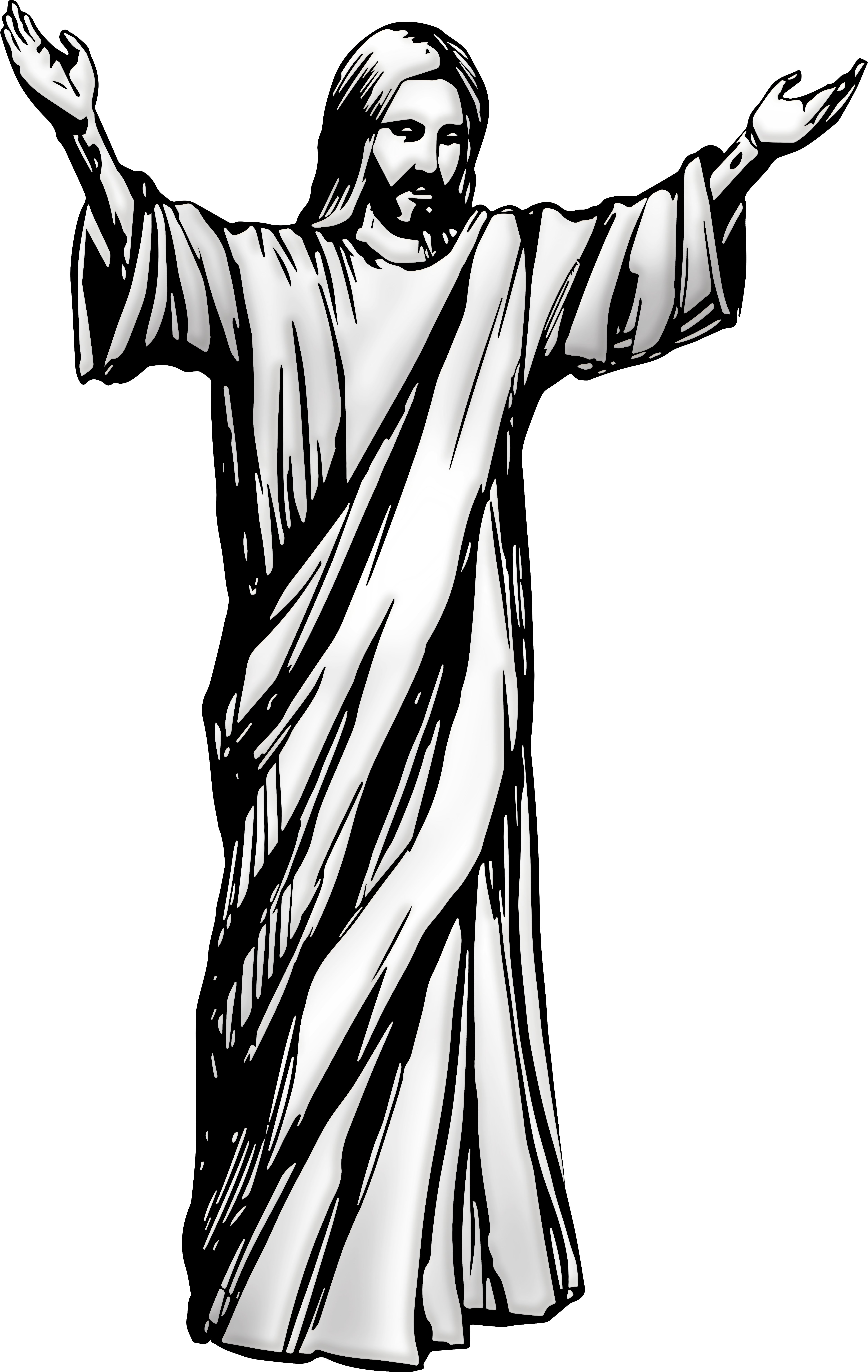 Jesus Christ Png Clip Art - Jesus Black And White (5078x8000), Png Download