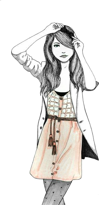 Vintage Girl Png 47 By Ananurputeri - Drawing Of Girl Png (334x500), Png Download