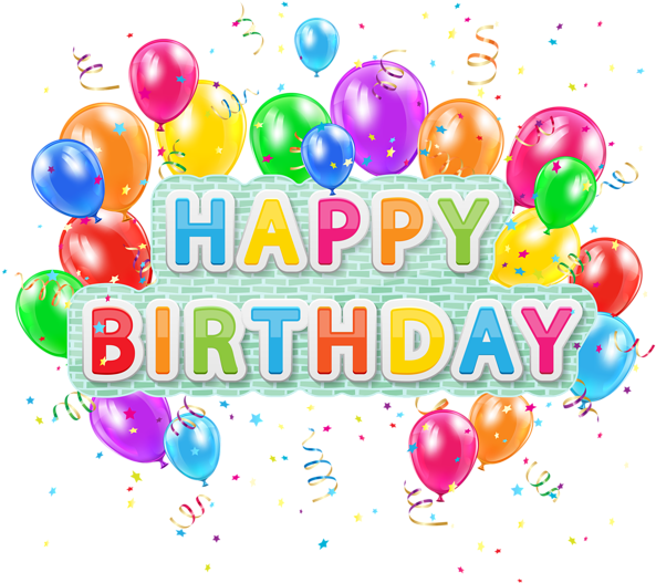 Colorful Happy Birthday Png Image Background - Happy Birthday With Balloon Png (600x534), Png Download