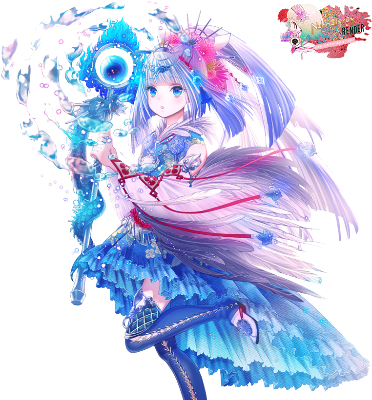 Kimono Girl - Anime Water Girl Render (850x850), Png Download