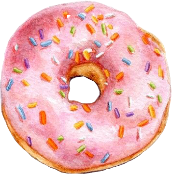 Donuts Donut Pink Watercolor Watercolour Sweet Food - Donut Watercolor Painting (356x360), Png Download