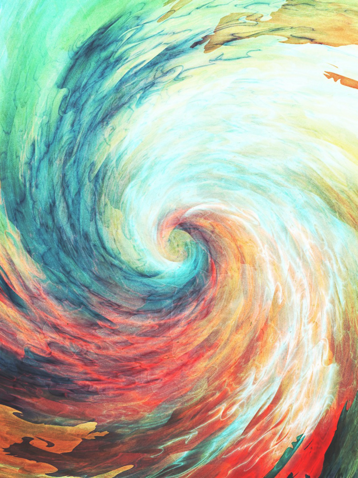 Colorful Spiral Watercolor Android Wallpaper - Abstract Art 1080p (1200x1600), Png Download
