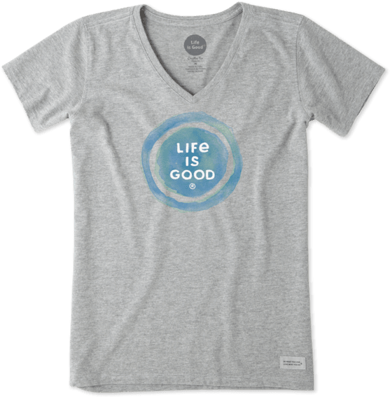 Women's Watercolor New Coin Crusher Vee - Life Is Good (570x570), Png Download