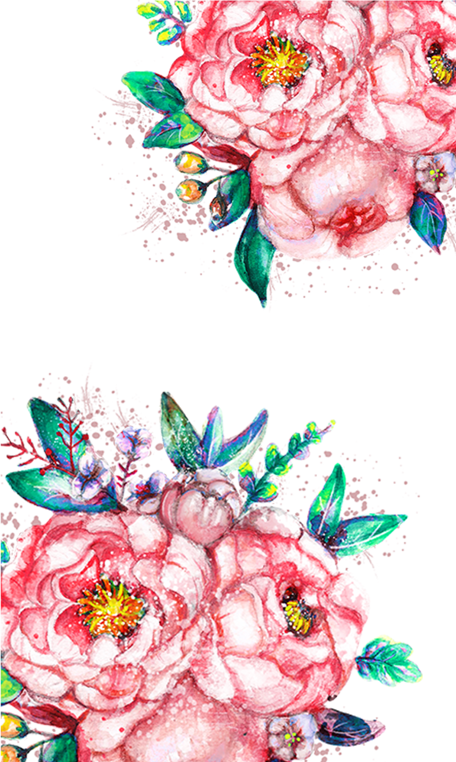 Red Watercolor Flower - Red Water Color Flower Transparent (1039x1736), Png Download