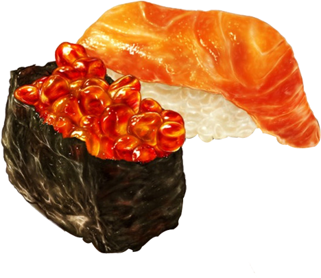 Sushi Food Watercolor Painting Drawing Illustration - Sushi Illustration (579x486), Png Download
