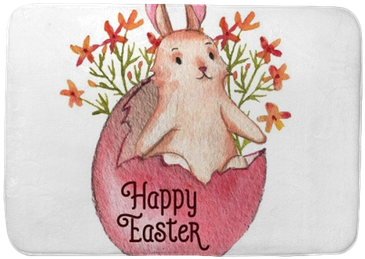Hand-drawn Watercolor Easter Bunny, Colored Egg And - Easter (400x400), Png Download
