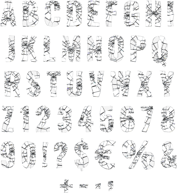 Shattered Glass Typeface - Shattered Glass Letters (595x655), Png Download