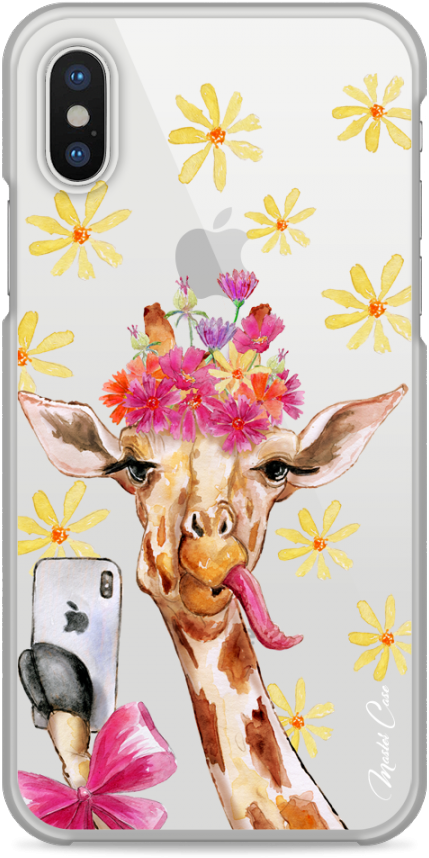 Coque Iphone X Watercolor Floral Giraffe - Mobile Phone (1230x900), Png Download