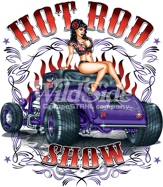 Hot Rod Show Pin-up Girl - Rat Rod Images Cartoon Transparent (675x675), Png Download