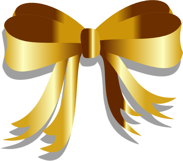Gold Ribbon Clip Art At Clker - Transparent Background Ribbon Vector (600x527), Png Download