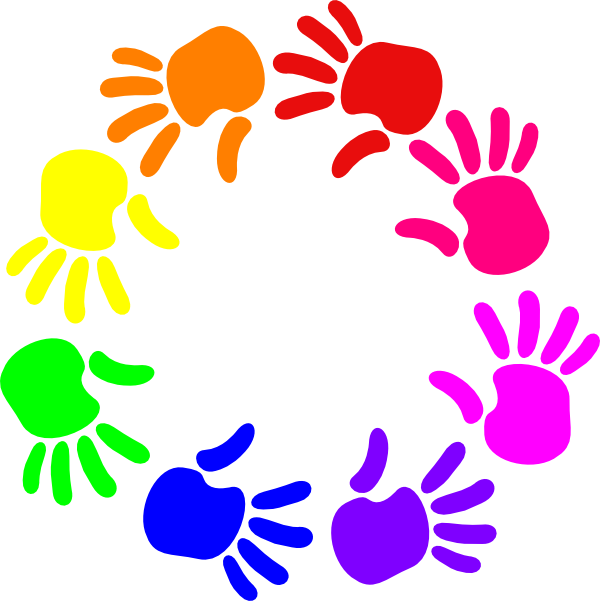 Colorful Circle Of Hands Svg Clip Arts 600 X 601 Px (600x601), Png Download