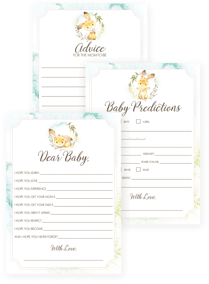Bunny Baby Shower Activities Download Pdf By Littlesizzle - Baby Shower (819x1024), Png Download