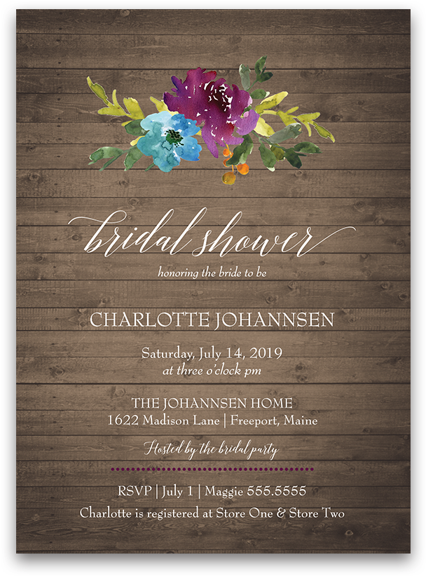 Watercolor Bohemian Floral Bridal Shower Invitation - Bridal Shower (900x900), Png Download