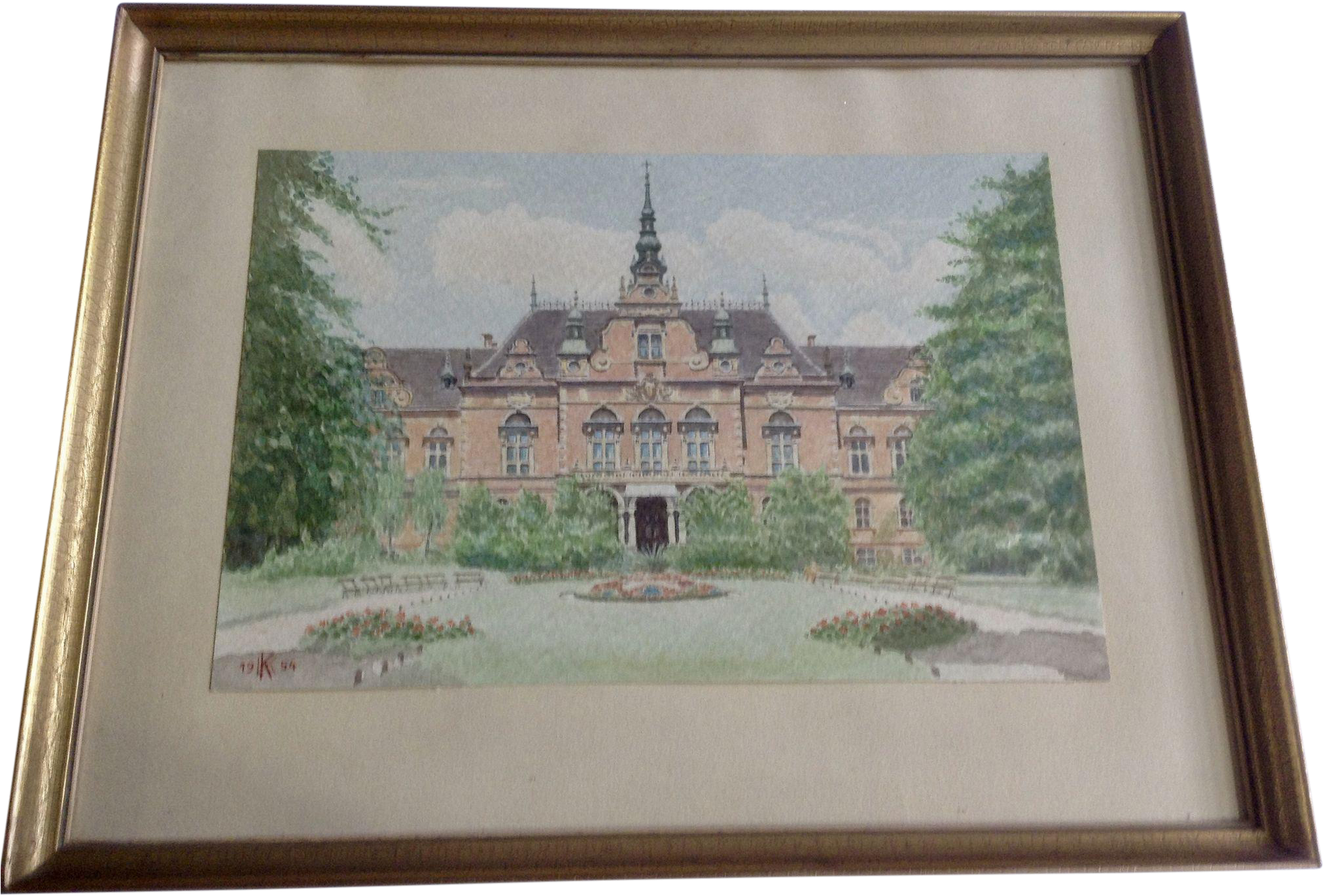 1959 Kk Architectural Watercolor Painting Of A European - Picture Frame (2023x2023), Png Download