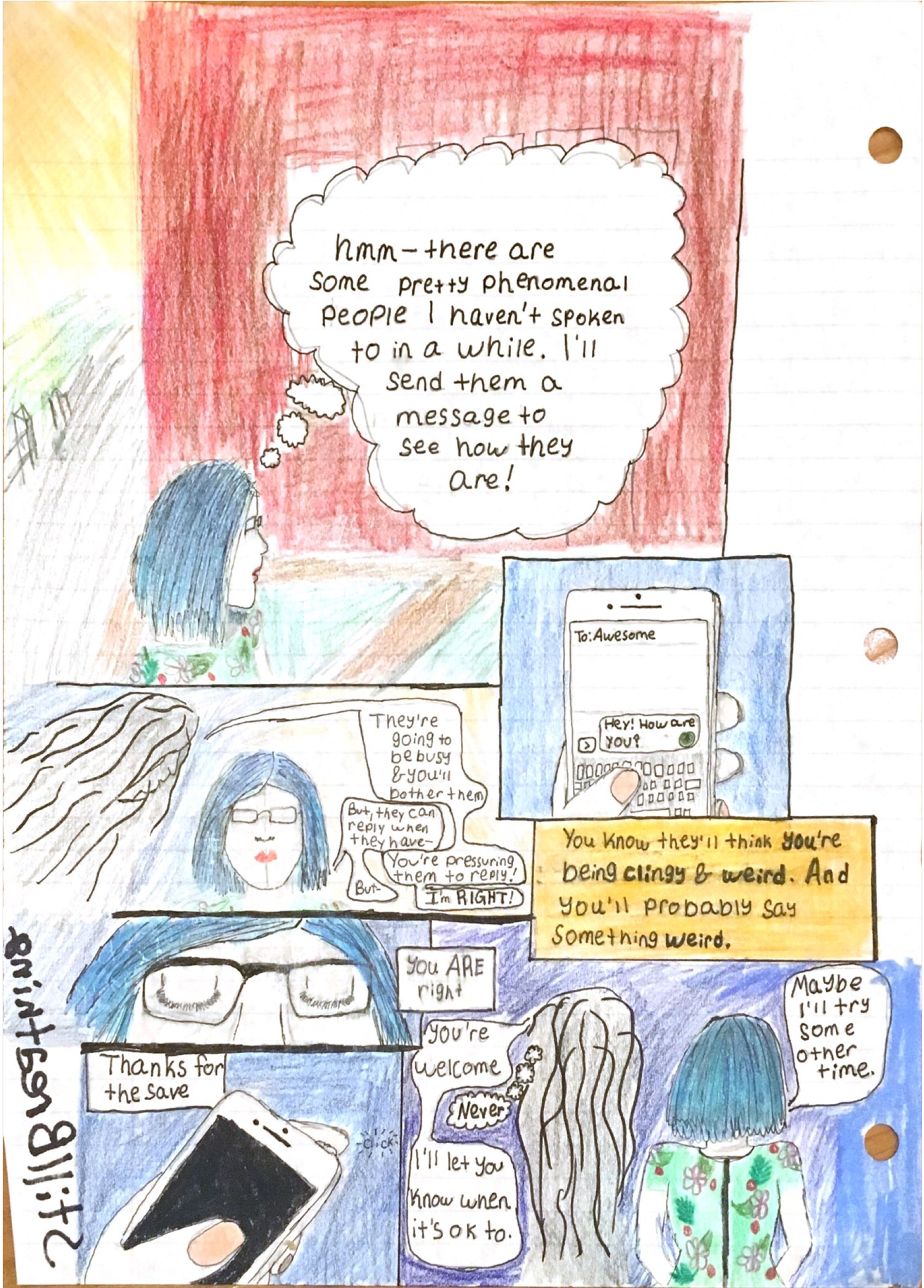 Hand Drawn Comic About Living With Anxiety - Comics (1536x1988), Png Download