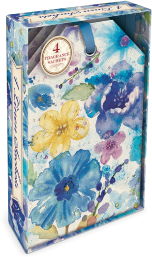 Blue Watercolor Floral Boxed Scented Sachets - Punch Studio Blue Watercolor Floral Boxed Sachets (600x600), Png Download