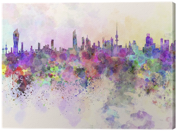 Kuwait City Skyline In Watercolor Background Canvas - Kuwait City Skyline In Watercolor On White Background (400x400), Png Download