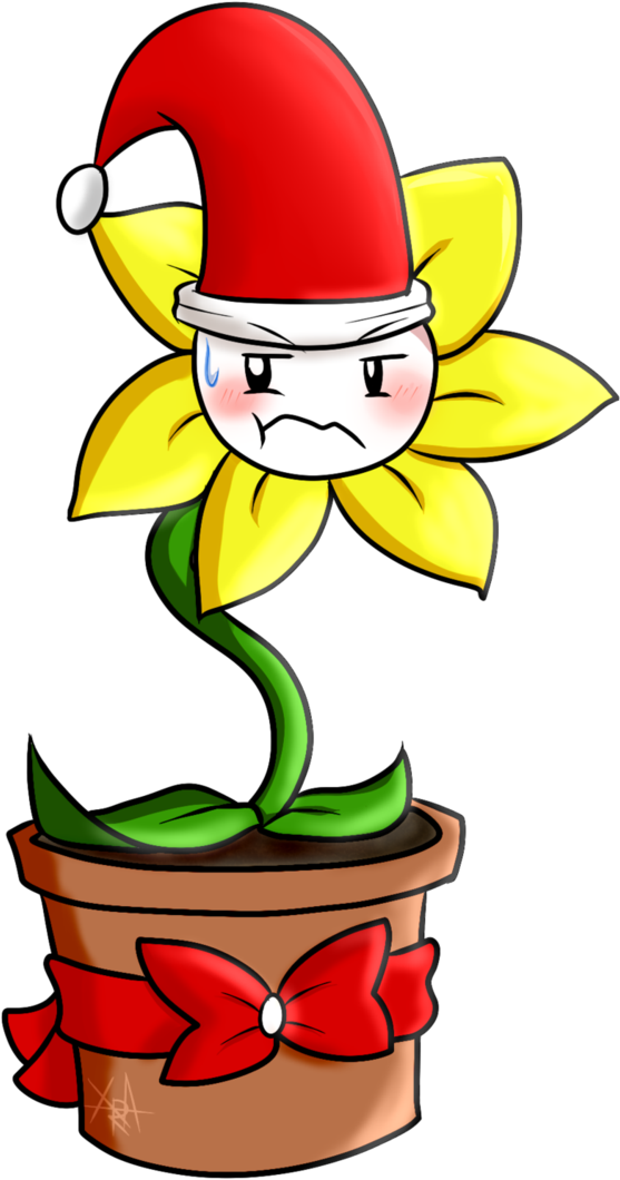 Clip Transparent Library Drawing Christmas Undertale - Undertale Christmas Flowey (730x1095), Png Download