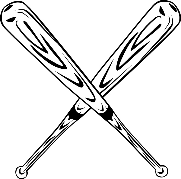 Crossed Baseball Bats Clipart - Baseball Bat Clipart (600x591), Png Download